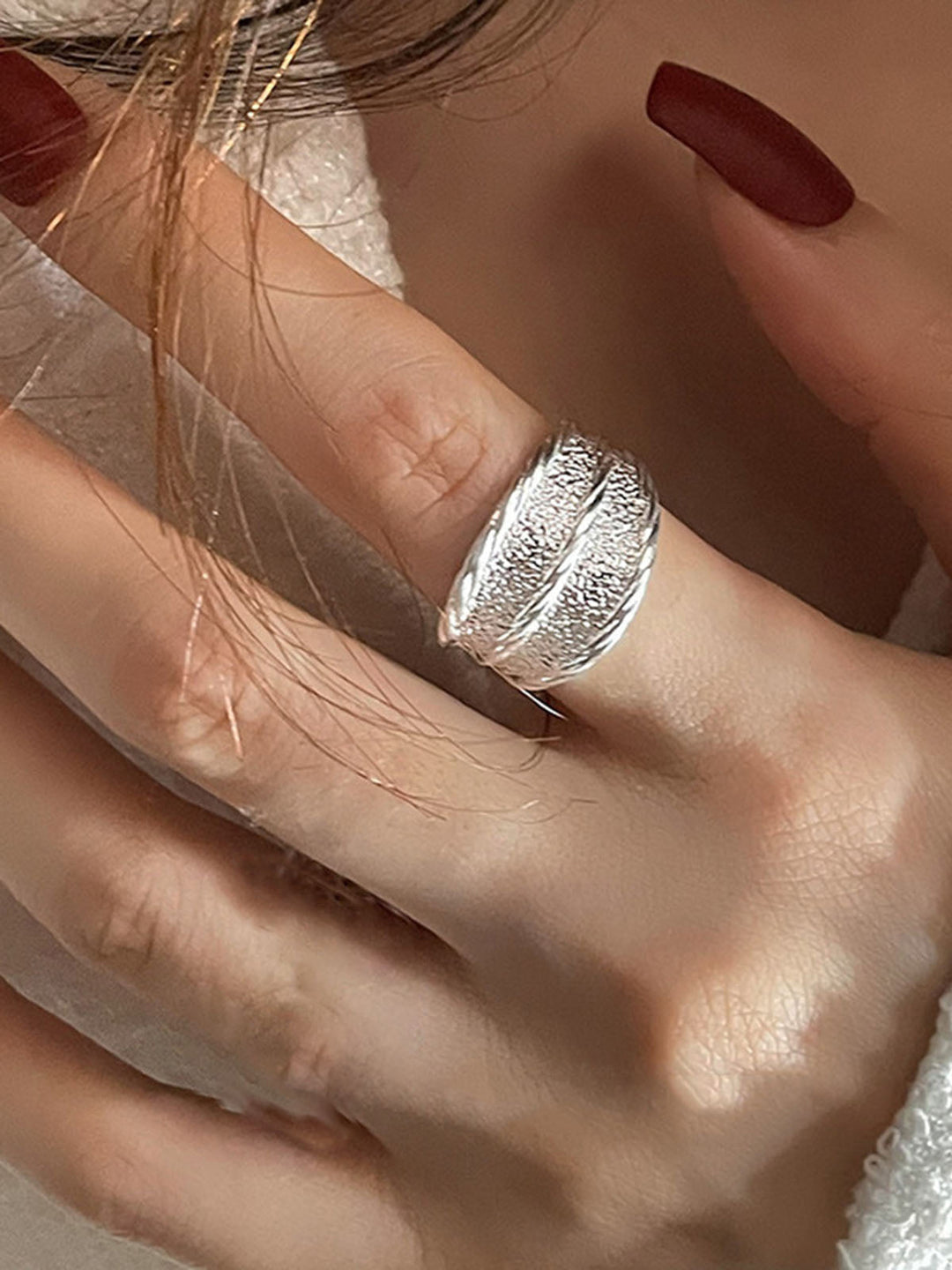 Bague Argentée Texturée