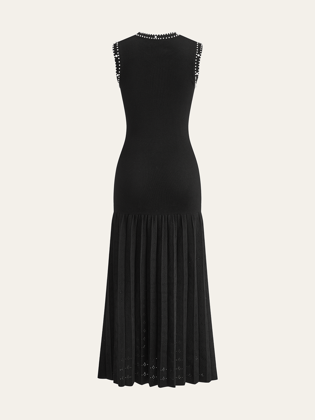 Robe mi-longue en tricot avec bordure en perles