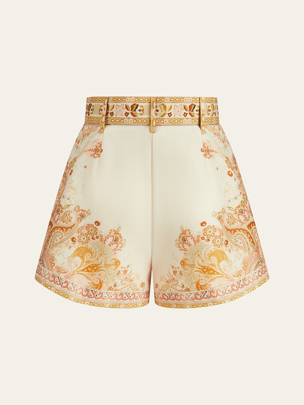Shorts ajustés imprimés bohèmes avec ceinture