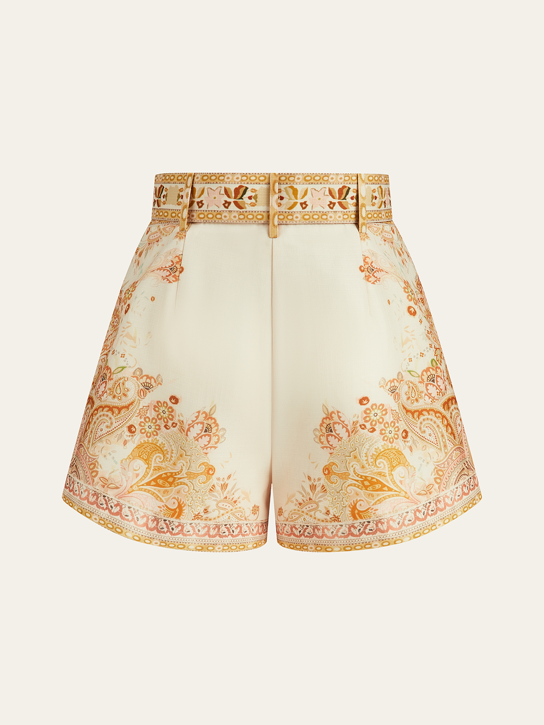 Shorts ajustés imprimés bohèmes avec ceinture