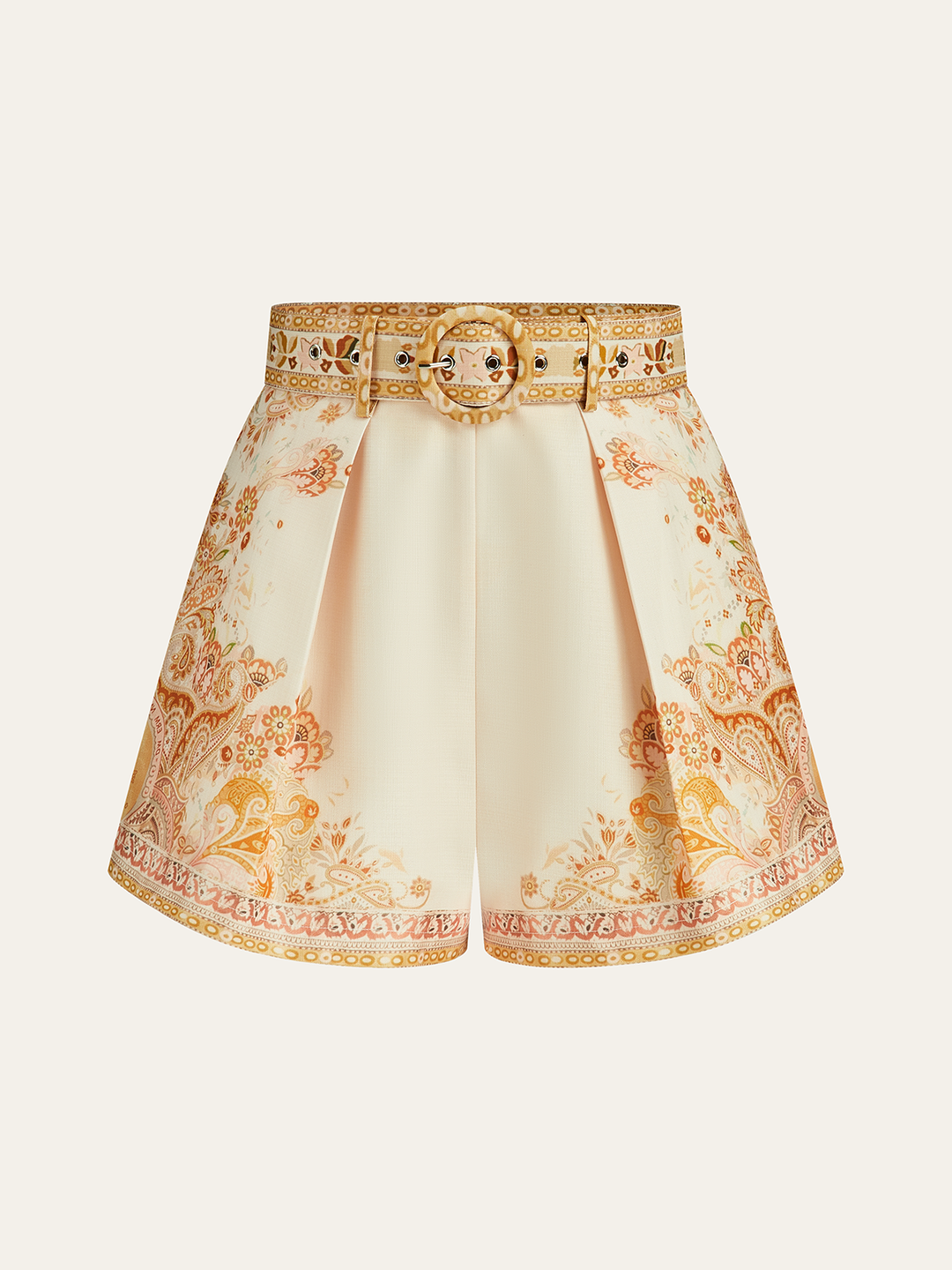Shorts ajustés imprimés bohèmes avec ceinture