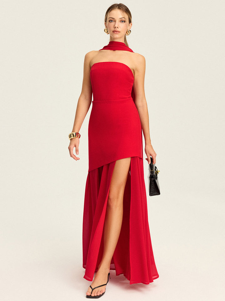 Robe Longue Dos Nu à Fente Haute