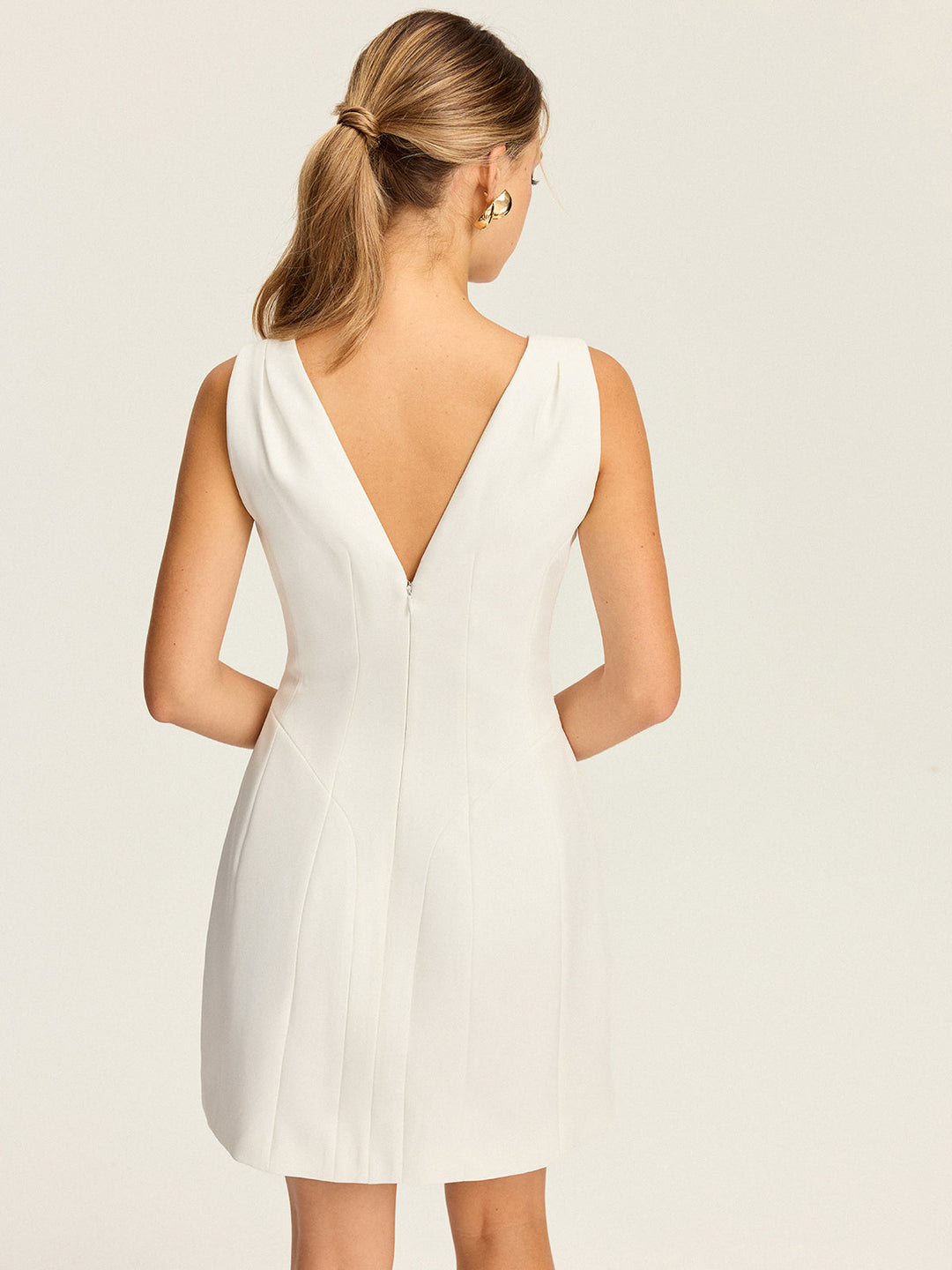 Robe Patineuse Plissée Col en V