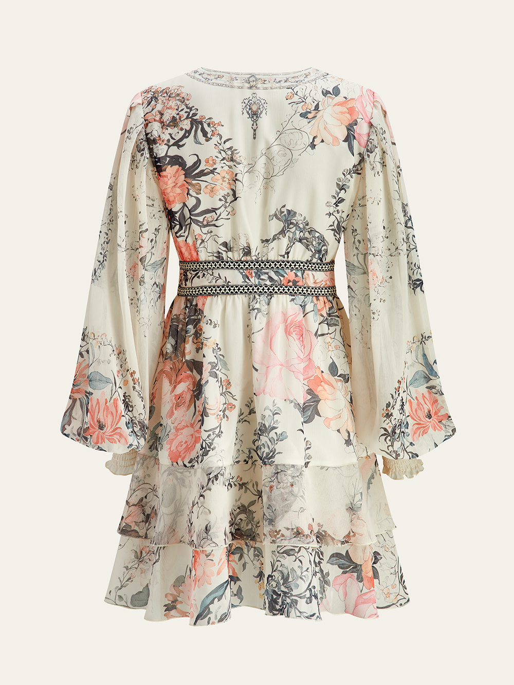 Robe Longue Fluide Fleurie Semi-Transparente en Mousseline