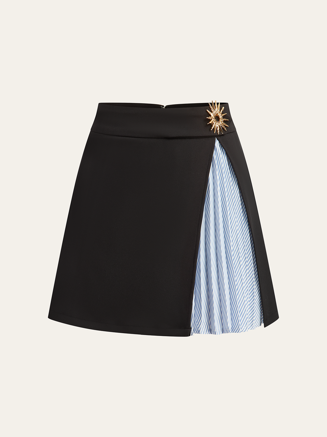 Mini-jupe asymétrique à panneaux rayés