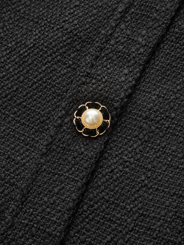 Robe Mini Boutonnée Sans Manches en Tweed