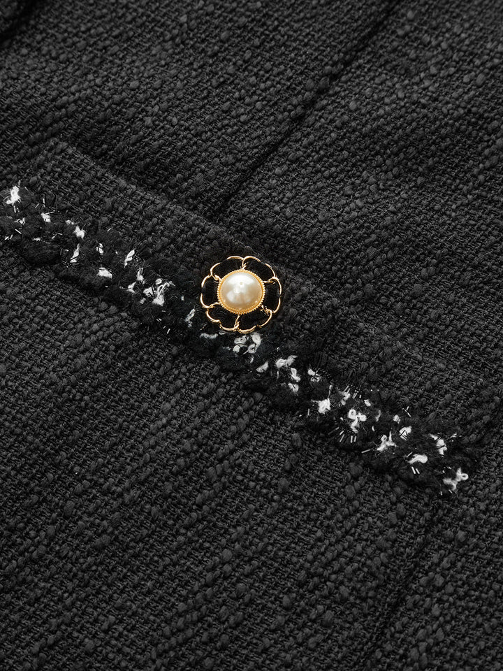 Robe Mini Boutonnée Sans Manches en Tweed