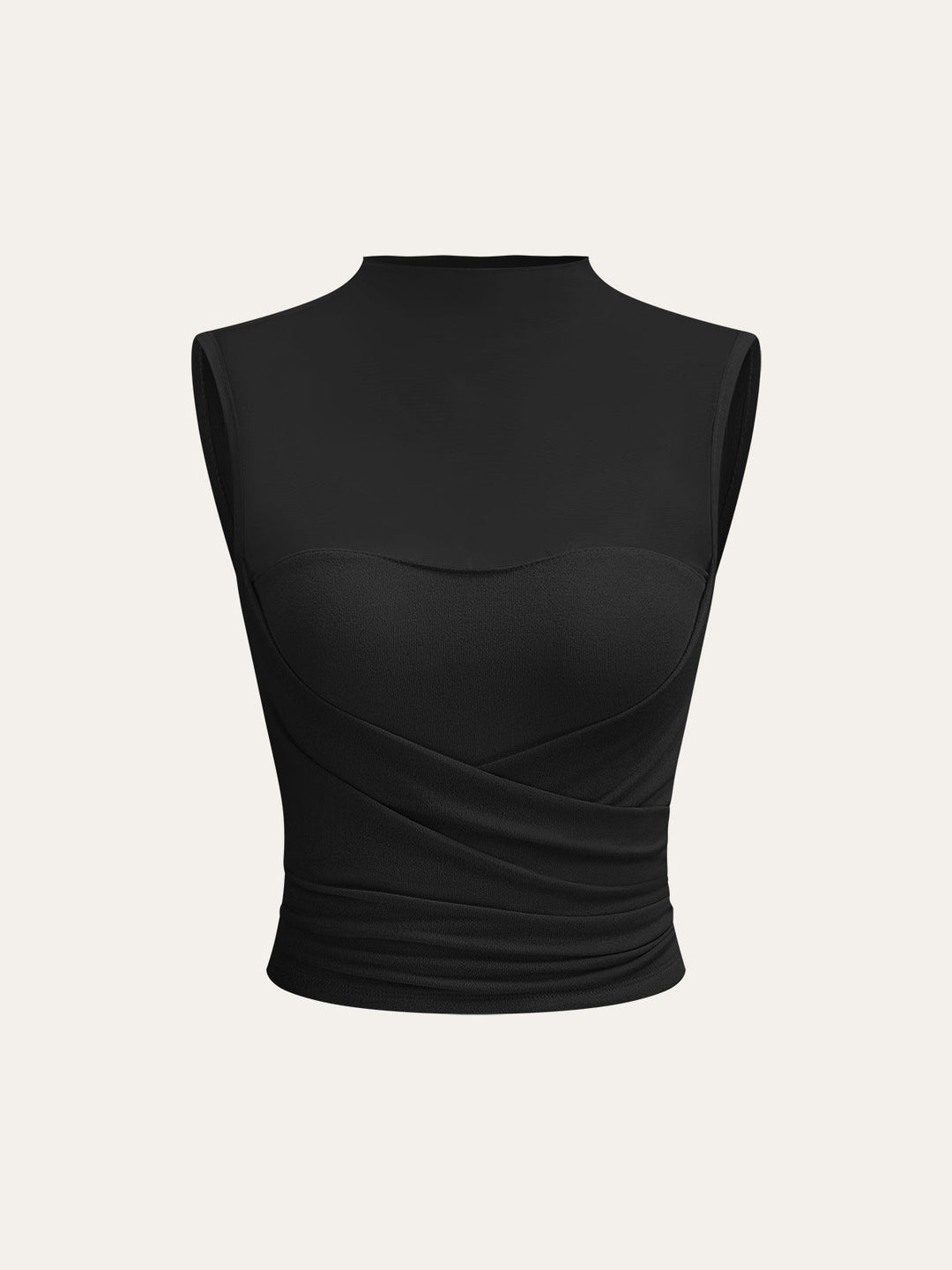 Haut enveloppant en mesh semi-transparent