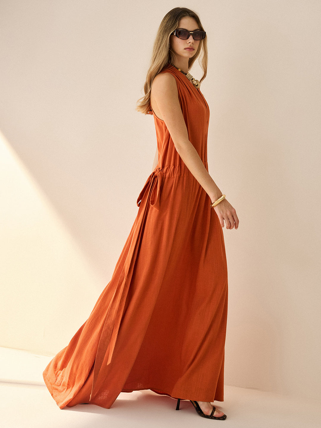 Robe Longue Dos-Nu en Coton et Lin