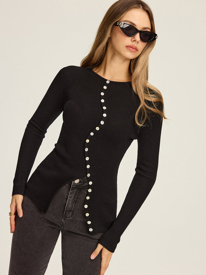 Cardigan asymétrique à boutons