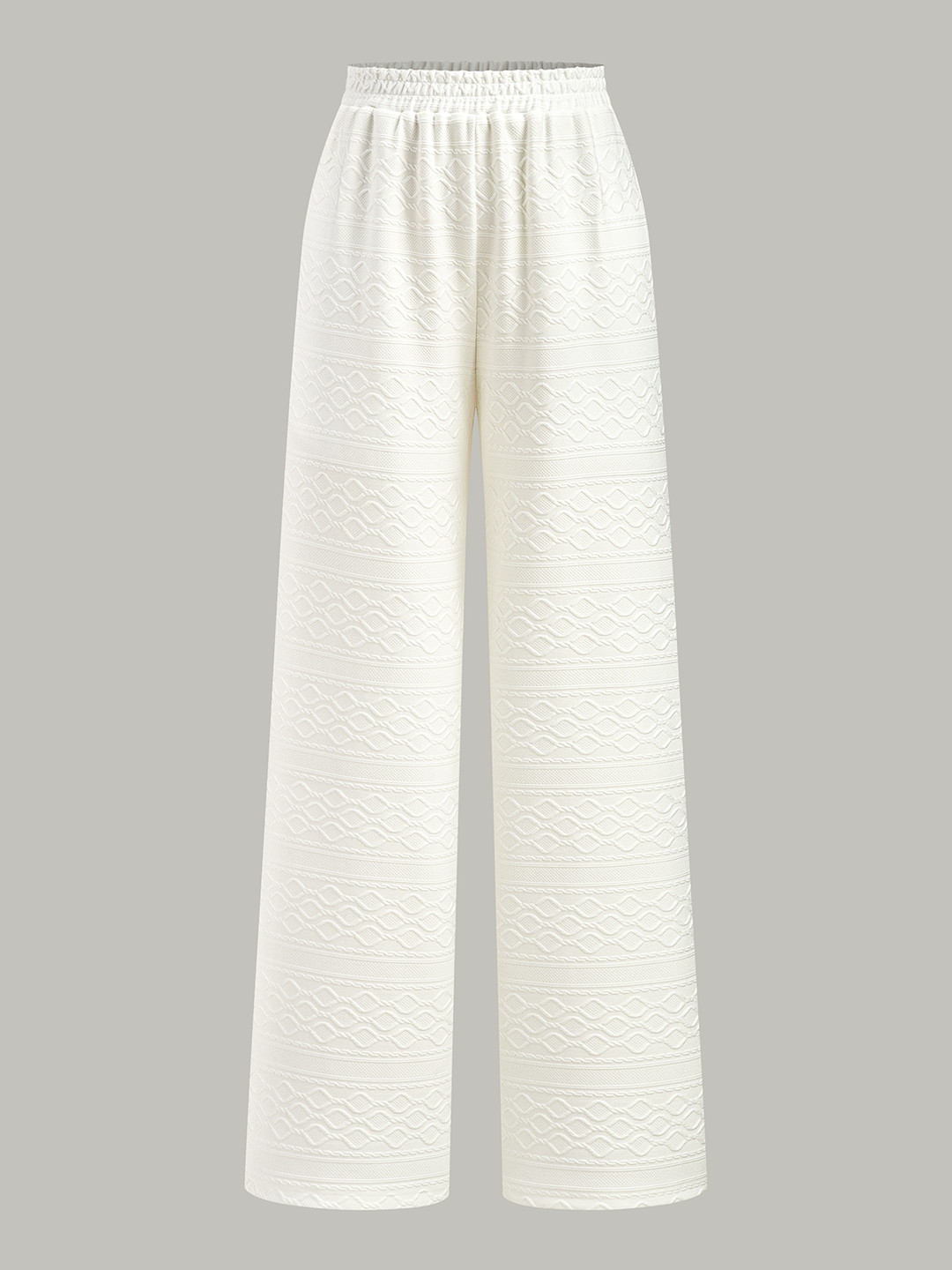Pantalon Large Texturé à Taille Élastique
