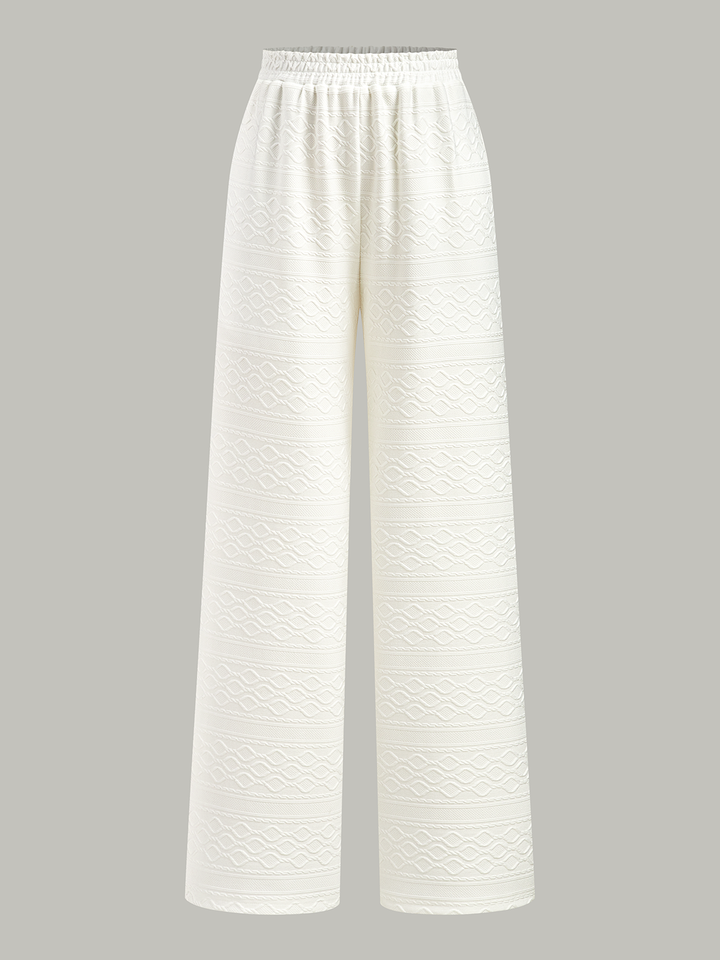 Pantalon Large Texturé à Taille Élastique