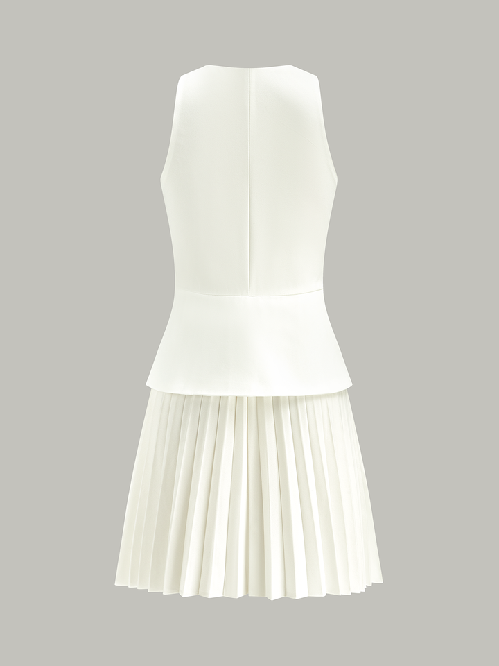 Robe-Manteau Sans Manches Boutonnée à Plis