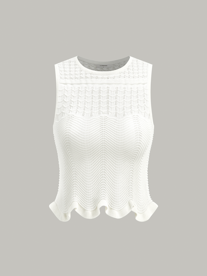 Haut en tricot sans manches à motif ondulé