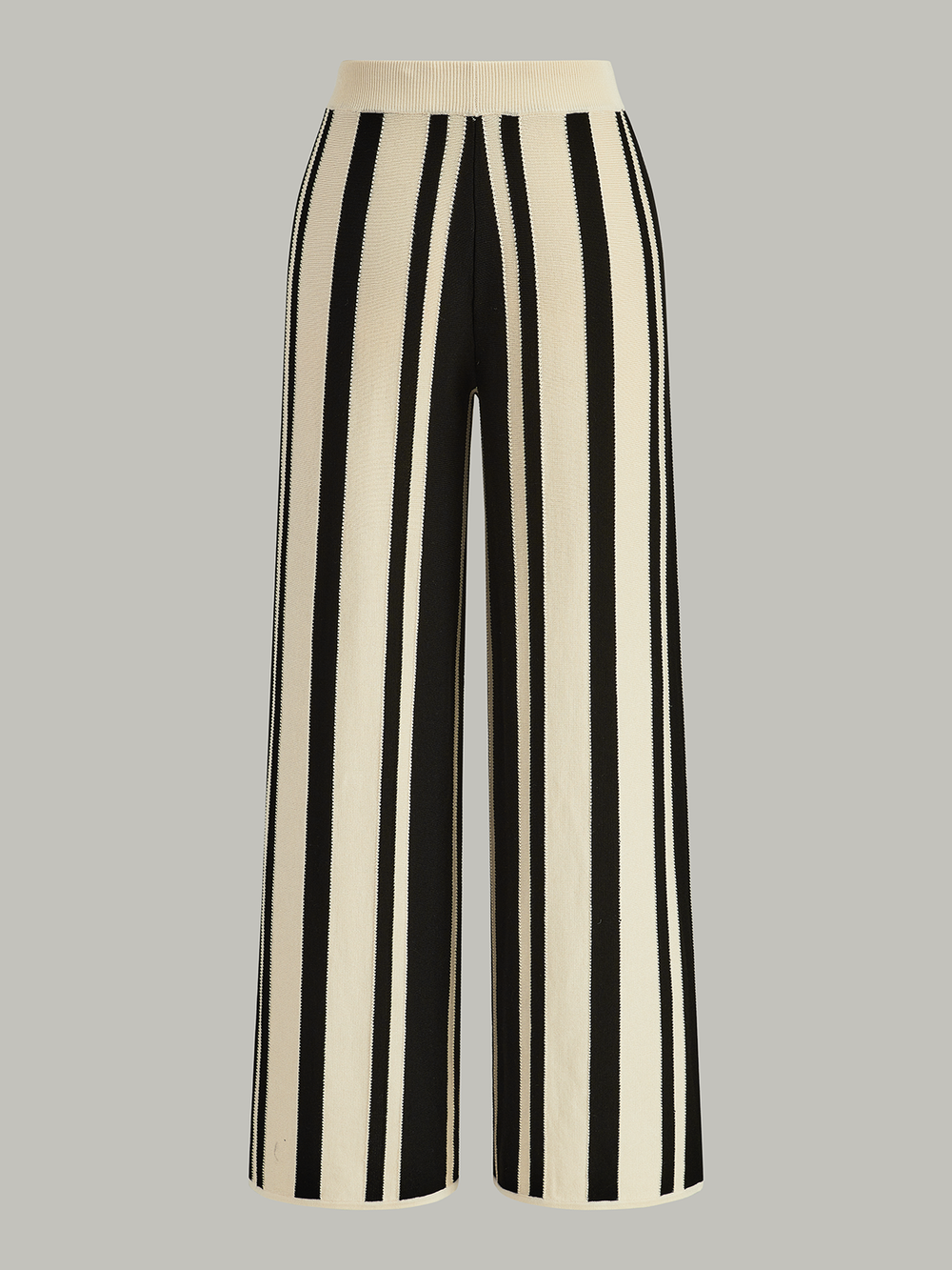Pantalons en tricot rayé à taille haute