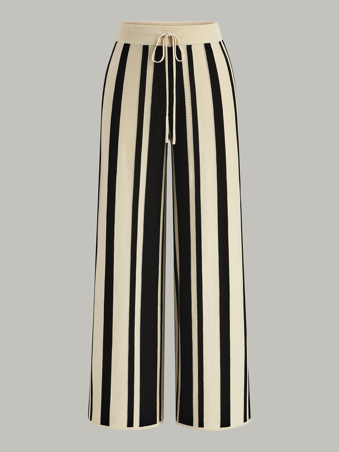 Pantalons en tricot rayé à taille haute