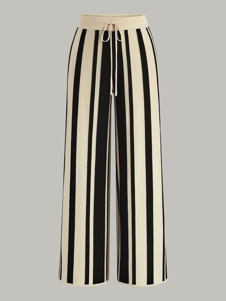 Pantalons en tricot rayé à taille haute
