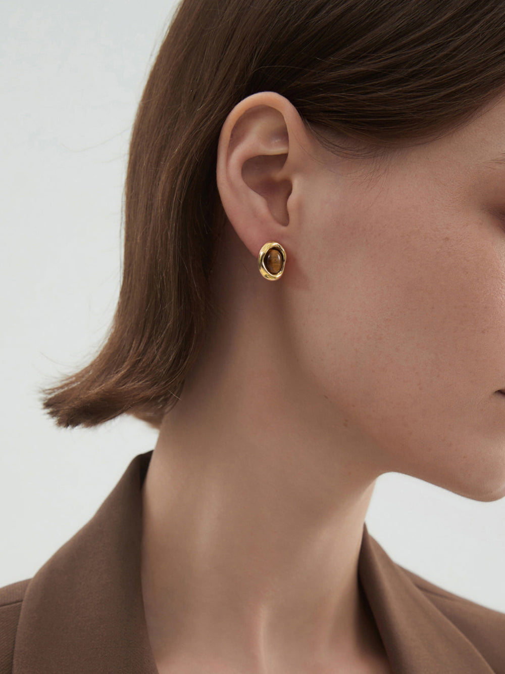 Boucles d'oreilles Œil de Tigre Vintage