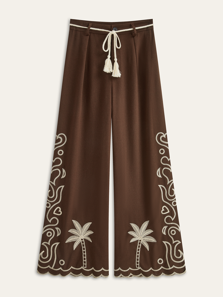 Pantalons à broder Palmier avec Cravate à Pompon