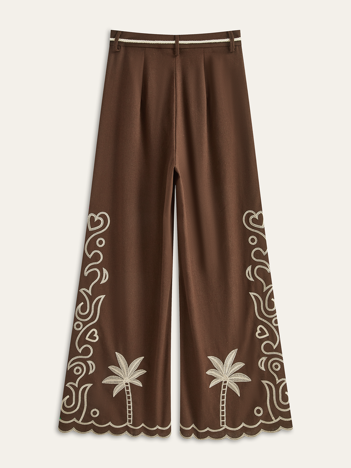 Pantalons à broder Palmier avec Cravate à Pompon