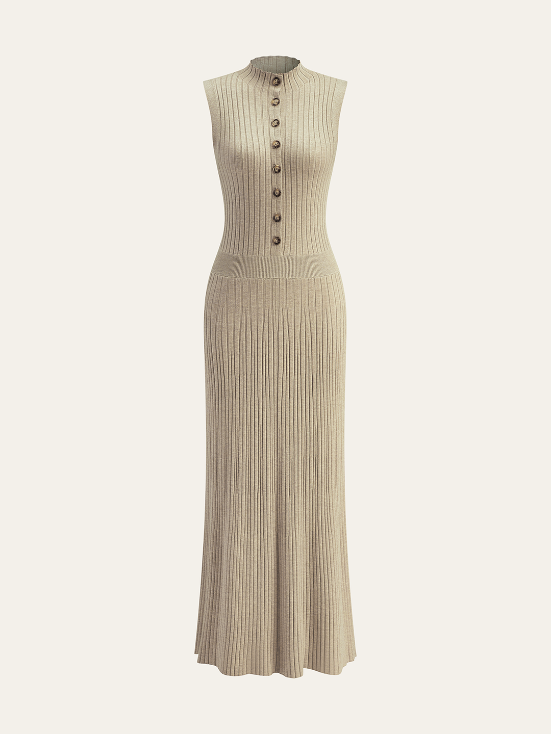 Robe Longue Maxi En Côte Maille à Boutons