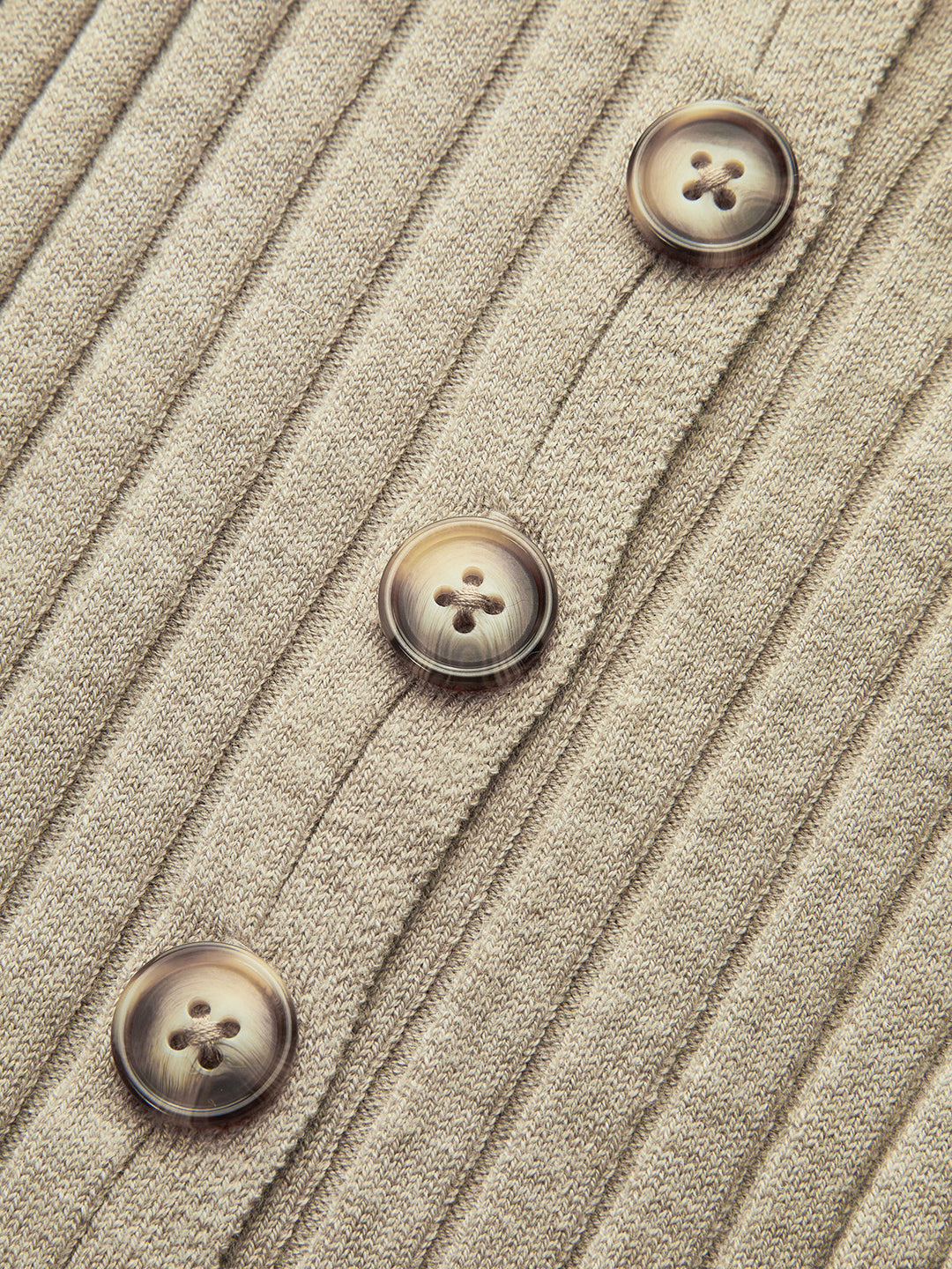 Robe Longue côtelée à Boutons en Mélange de Laine