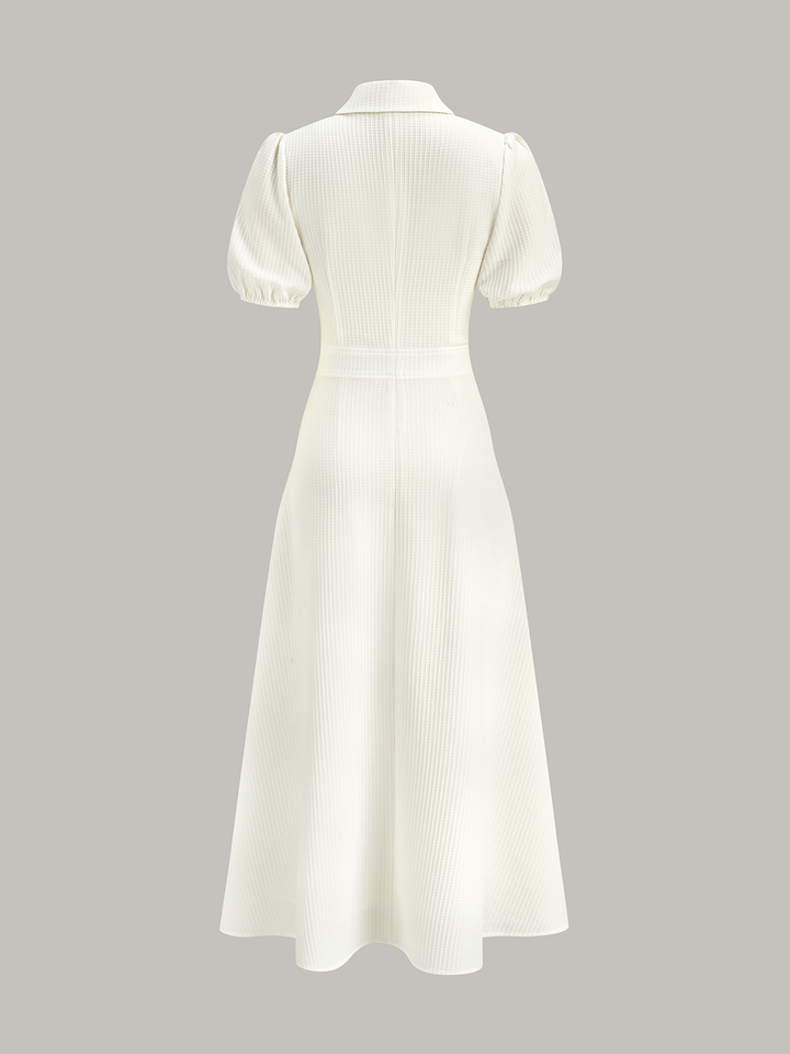 Robe Mi-longue à Col Roulé Texturé