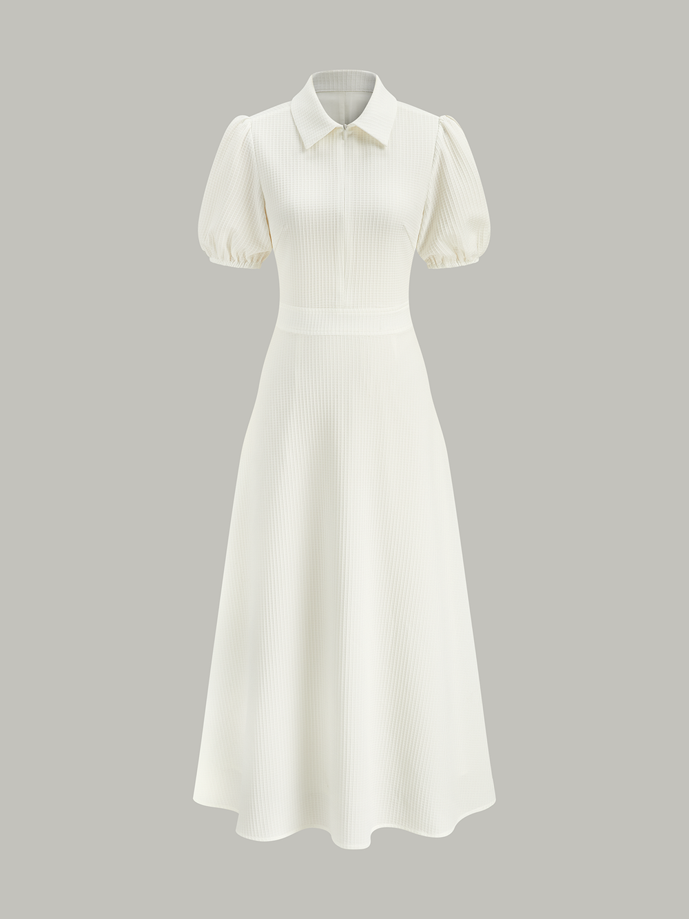 Robe Mi-longue à Col Roulé Texturé