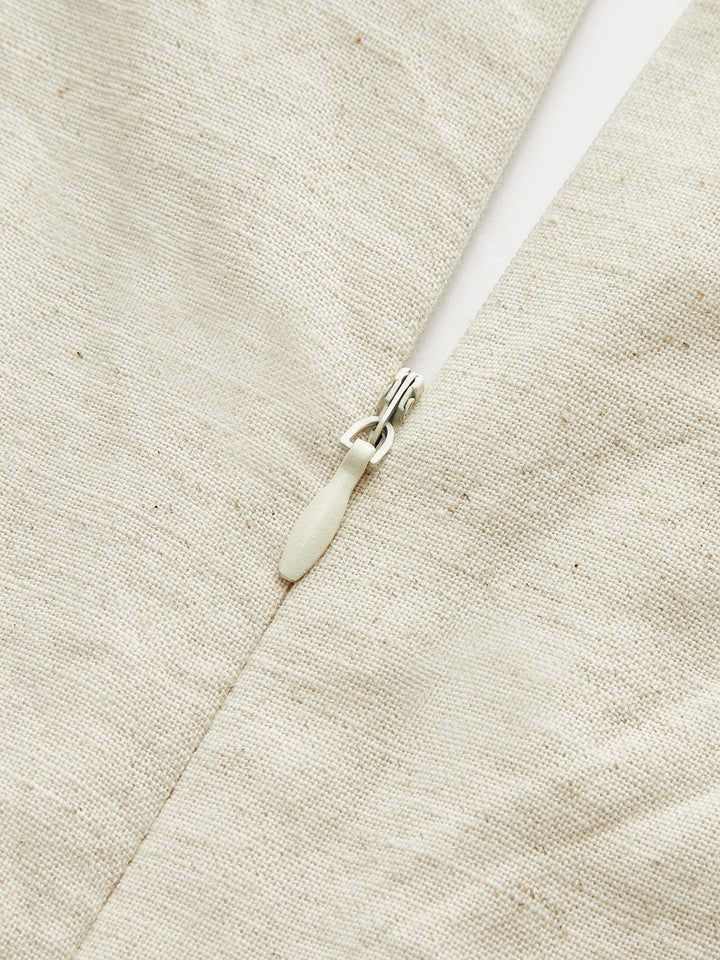 Robe Mini en Coton et Lin Ruchée avec Boutons