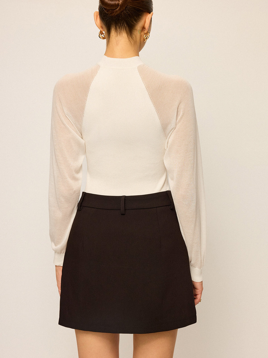 Haut en maille de coton à manches transparentes