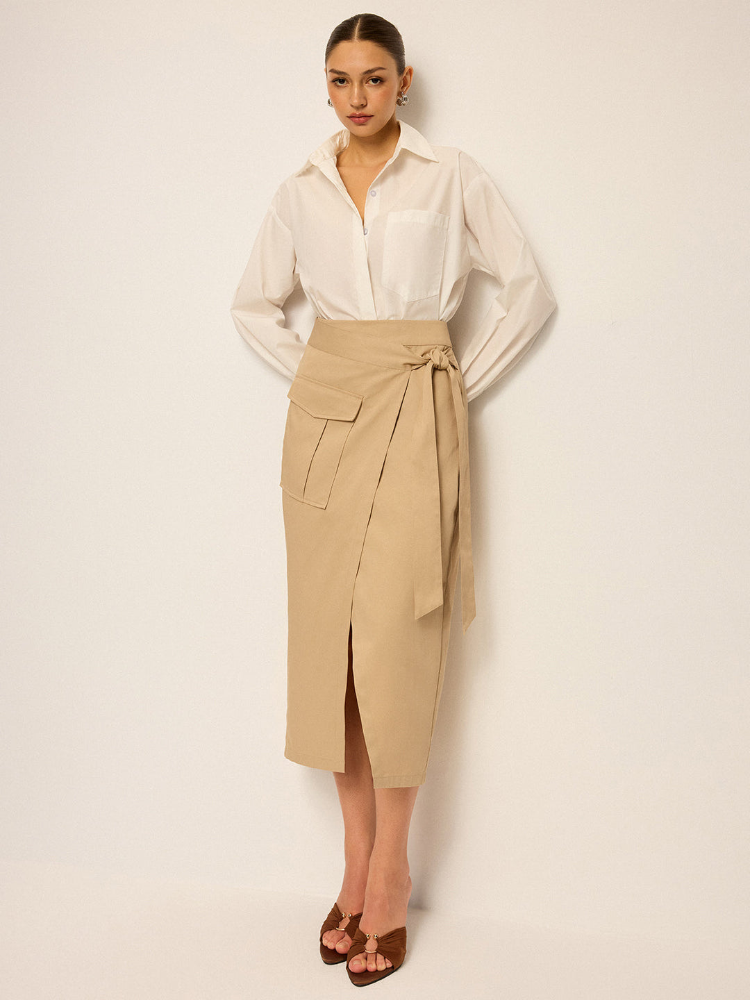 Jupe Midi Ceinture Poche