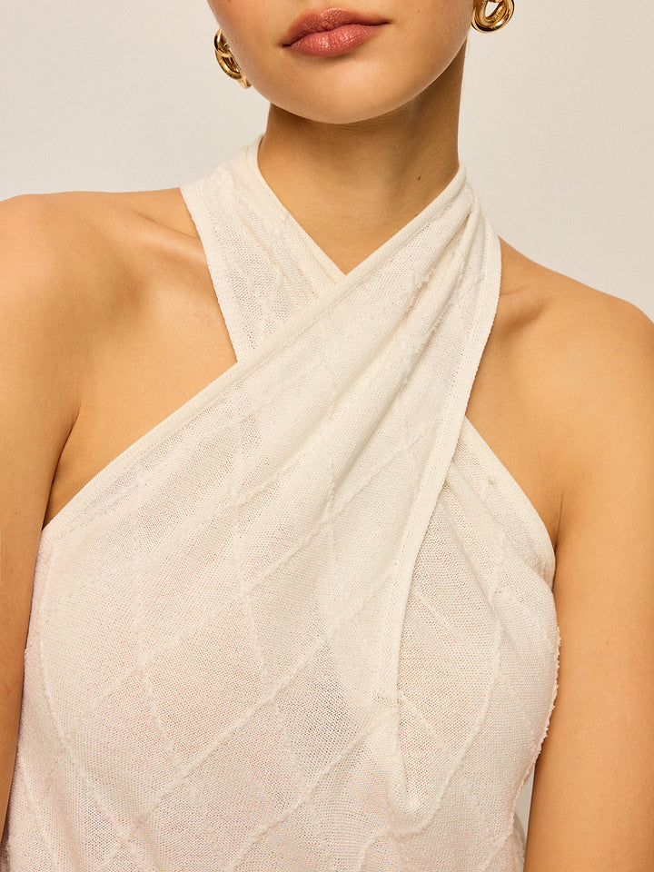 Haut en maille à col licou avec décolleté croisé