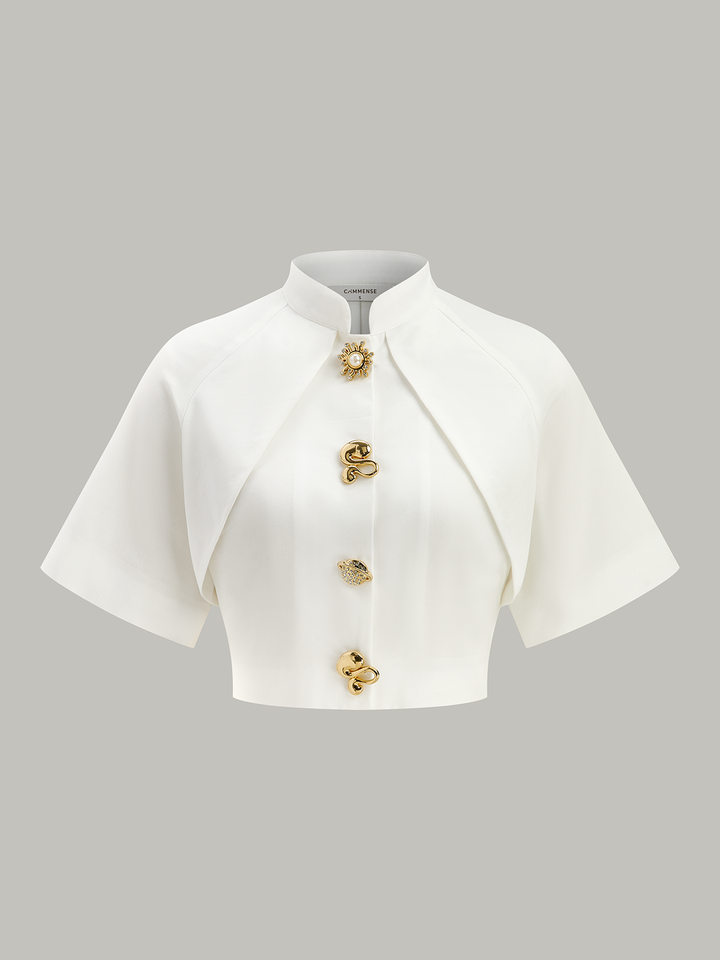 Blouse Courte Décorée en Métal