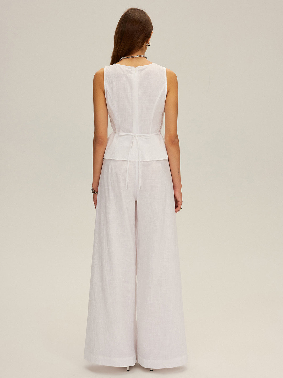 Ensemble Haut Bardot et Pantalon Large en Coton