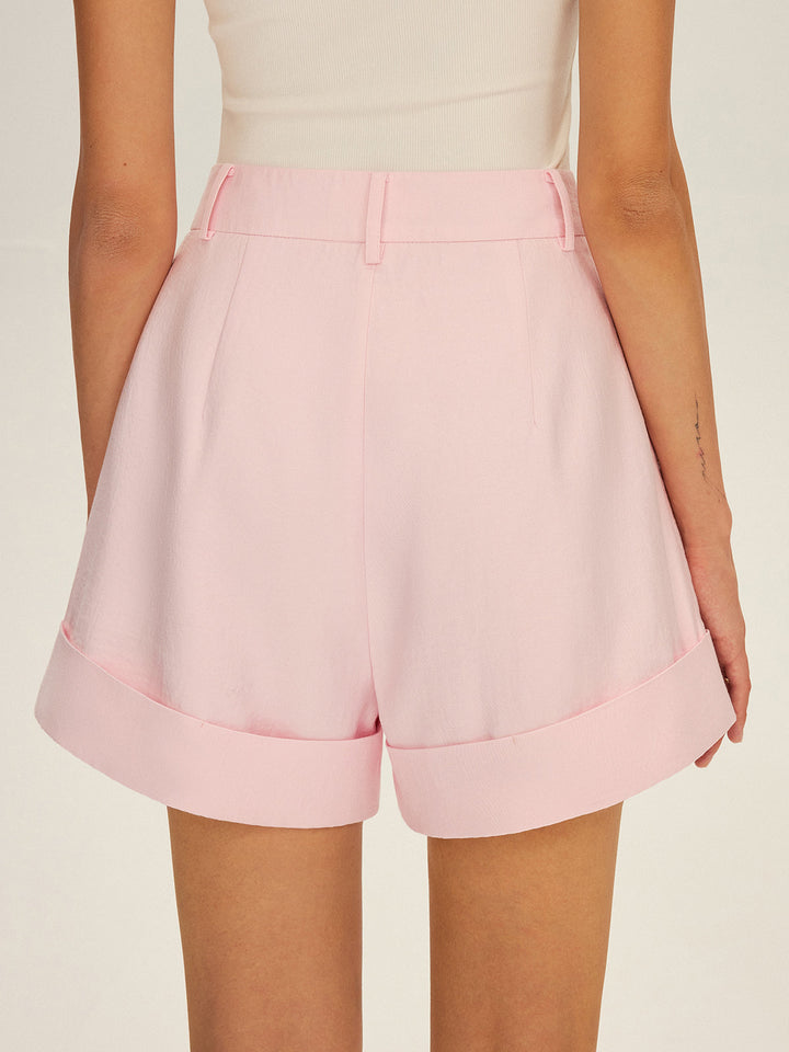Shorts Taille Haute à Revers