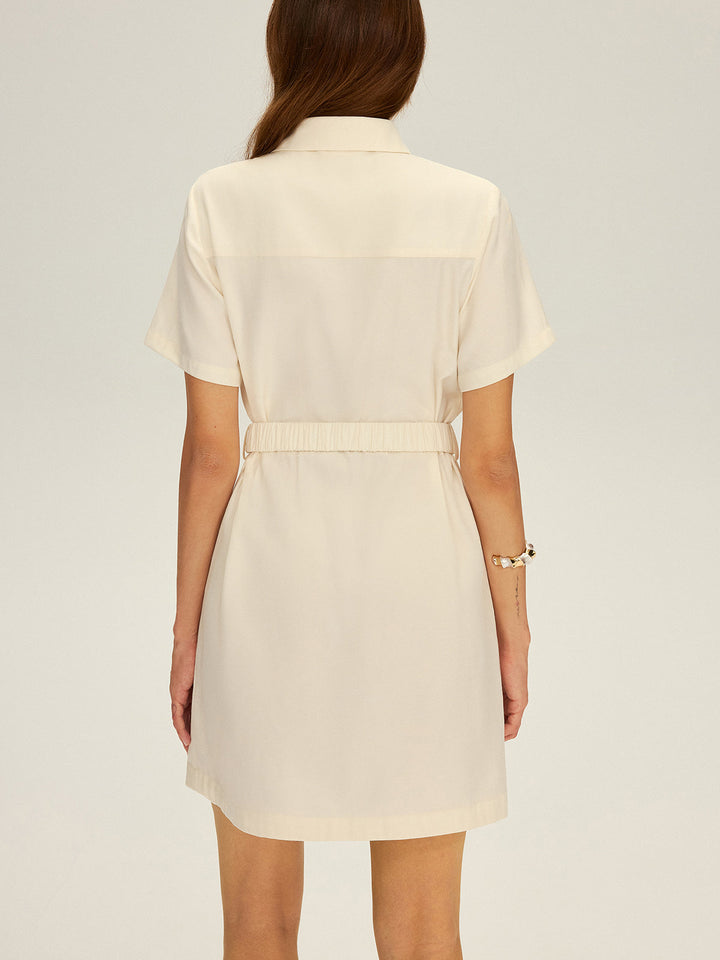 Robe Chemise à Col Cravate avec Ceinture