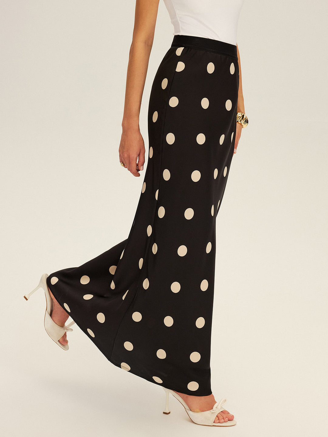 Jupe Maxi à Pois en Satin