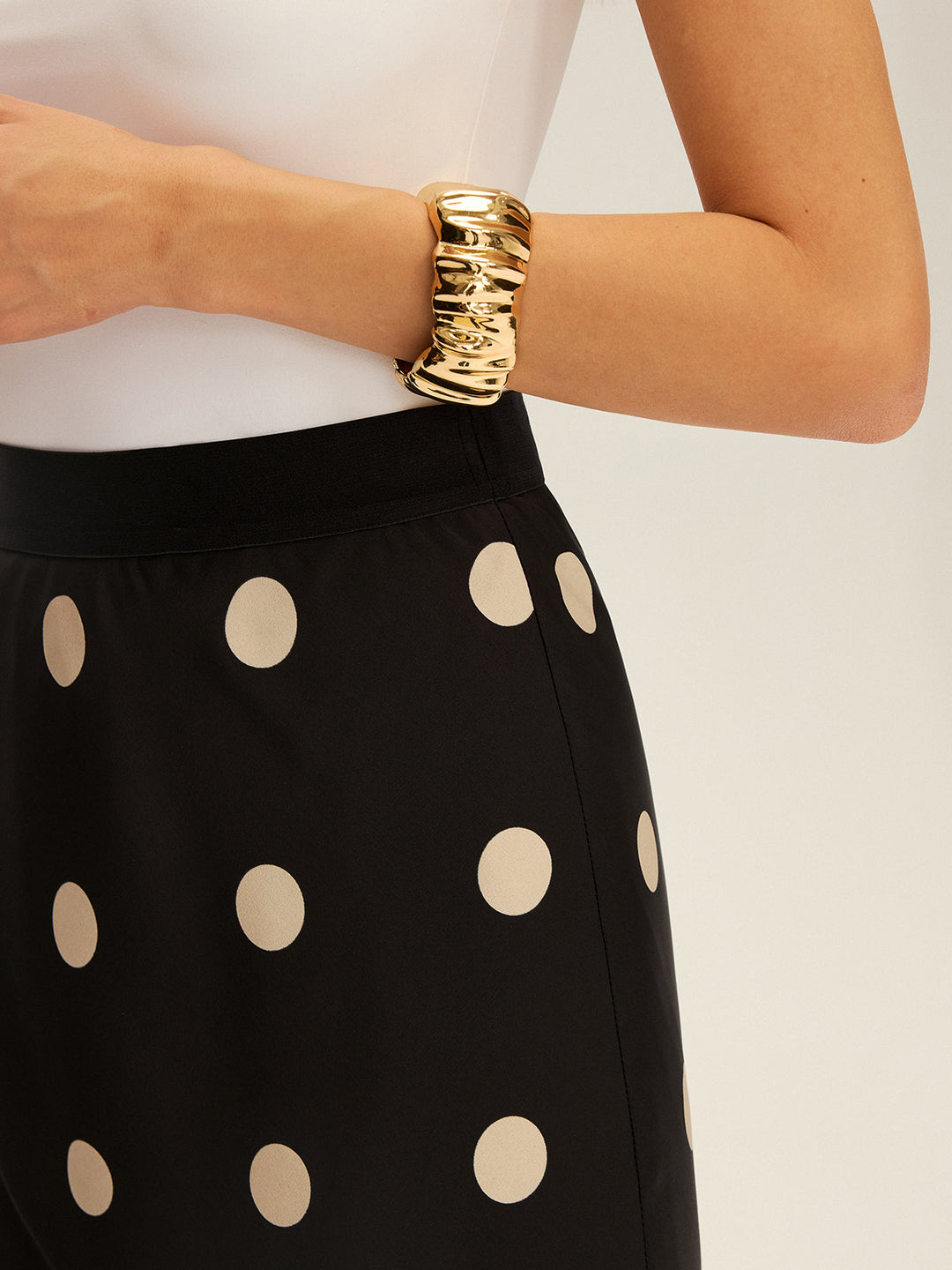 Jupe Maxi à Pois en Satin