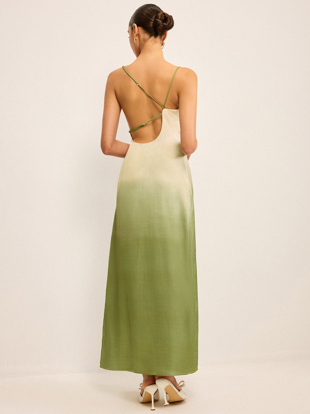 Robe Longue à Bretelles Asymétriques Dégradées