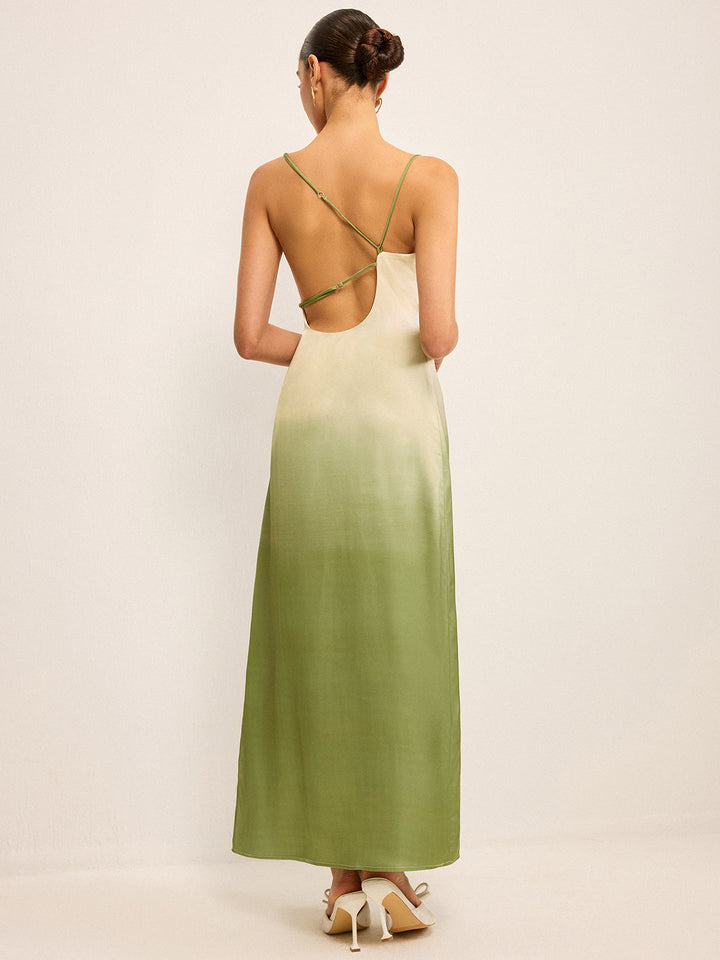Robe Longue à Bretelles Asymétriques Dégradées