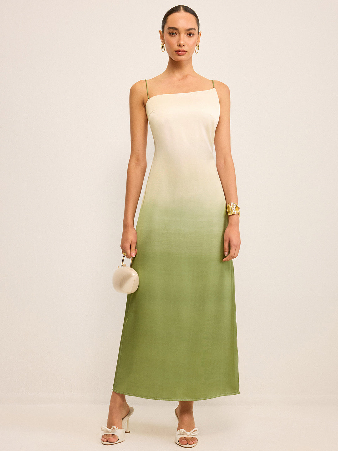 Robe Longue à Bretelles Asymétriques Dégradées