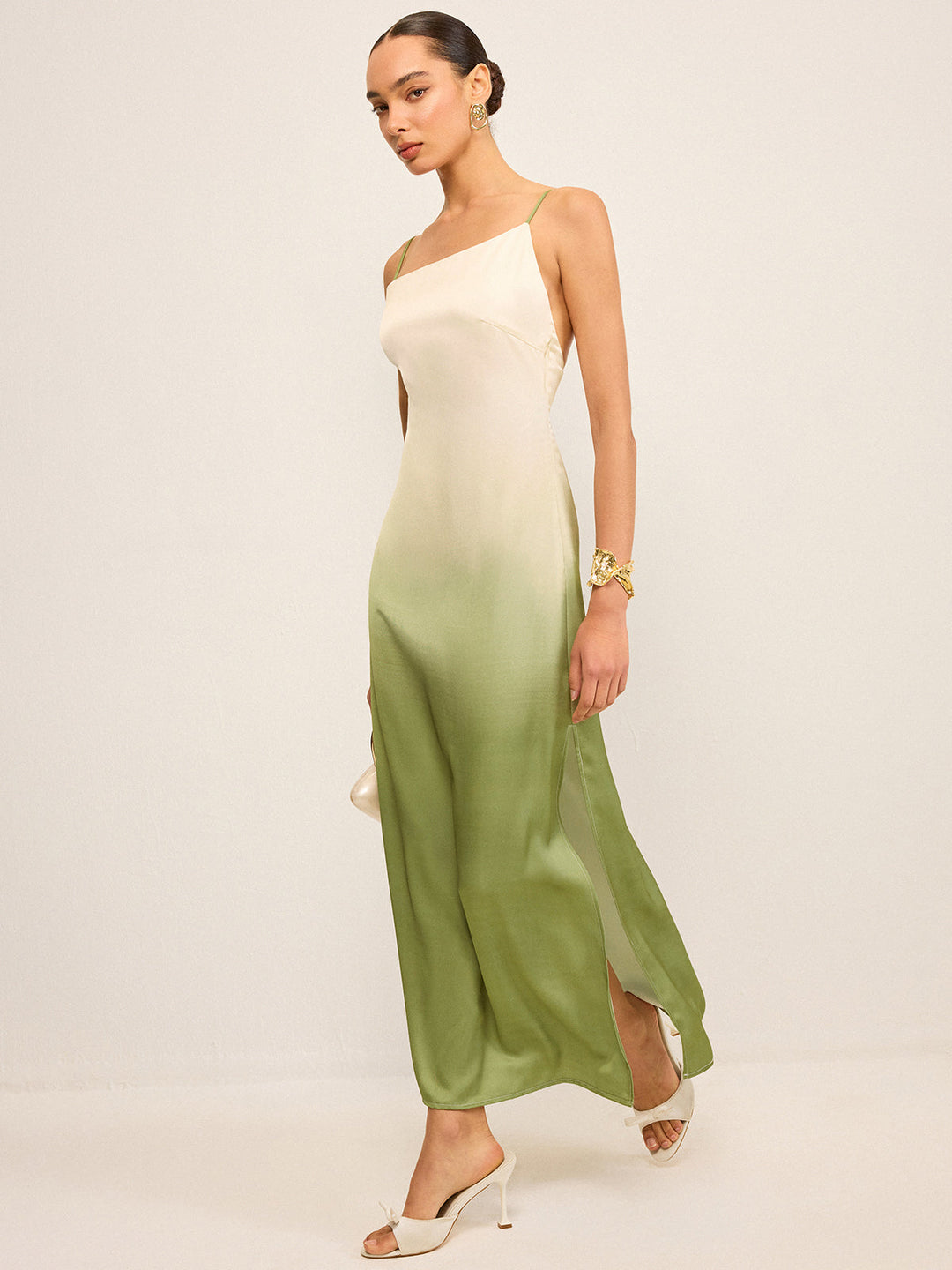 Robe Longue à Bretelles Asymétriques Dégradées