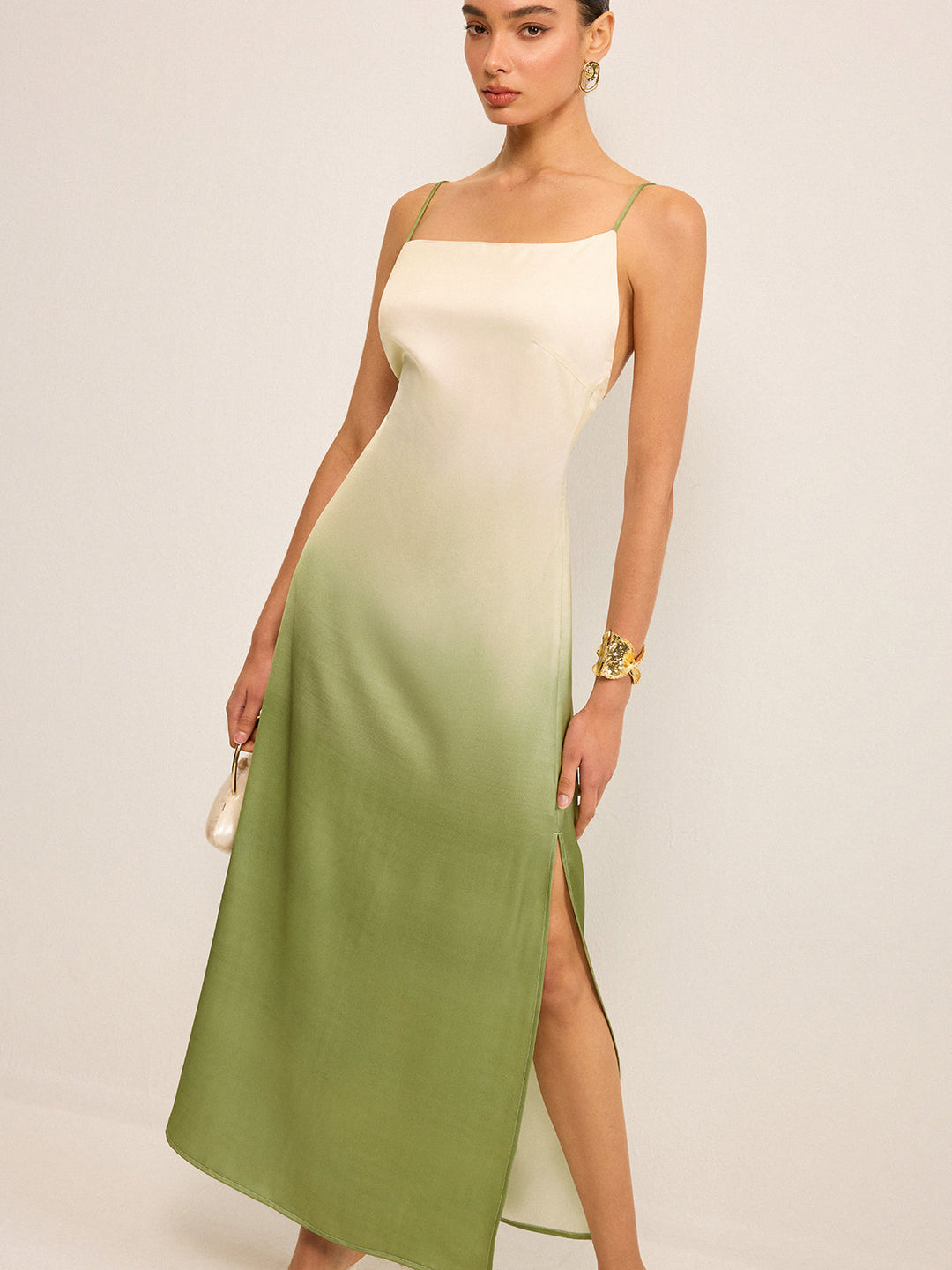 Robe Longue à Bretelles Asymétriques Dégradées
