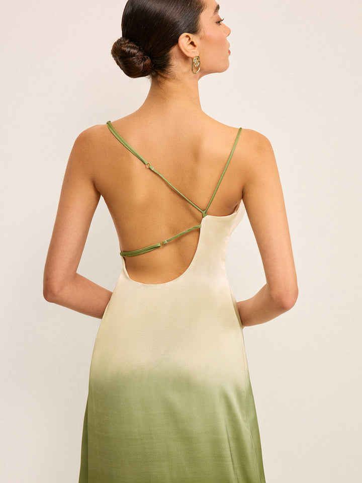 Robe Longue à Bretelles Asymétriques Dégradées