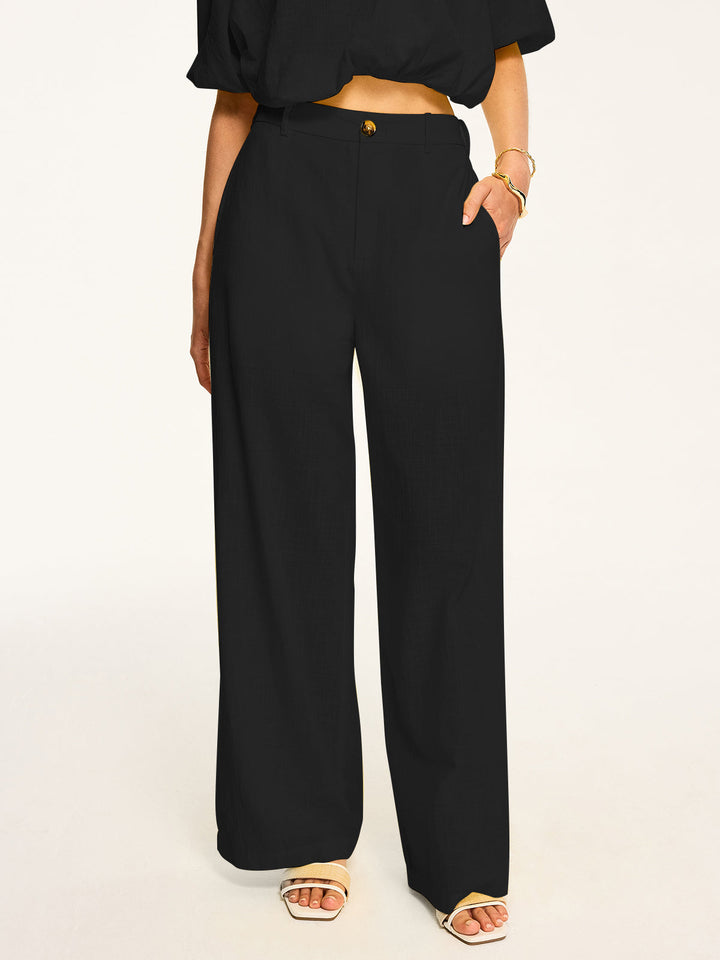 Pantalons larges taille mi-haute