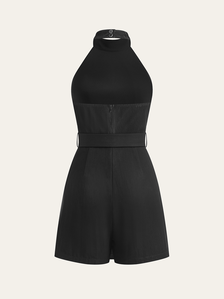 Combinaison Satinée à Colhalter Sans Dos avec Ceinture
