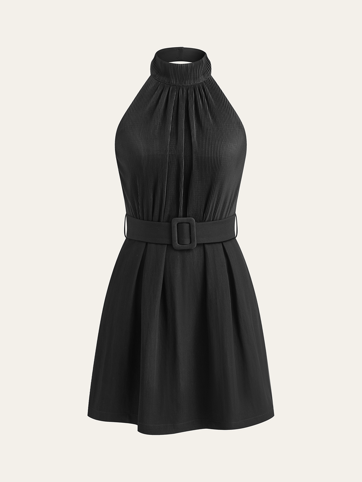 Combinaison Satinée à Colhalter Sans Dos avec Ceinture