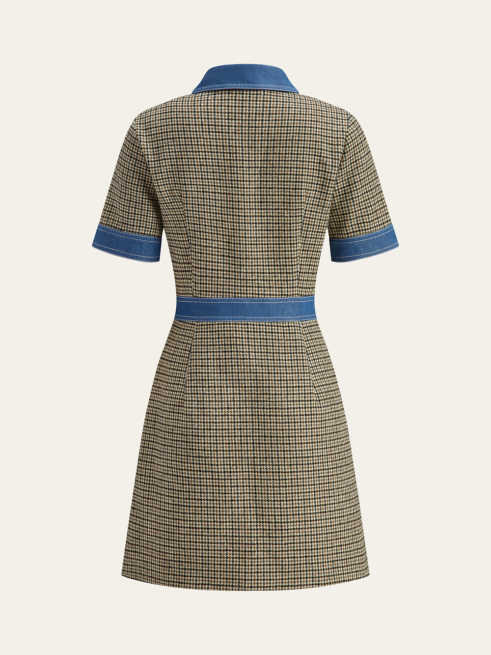 Robe Mini à Revers Plaid