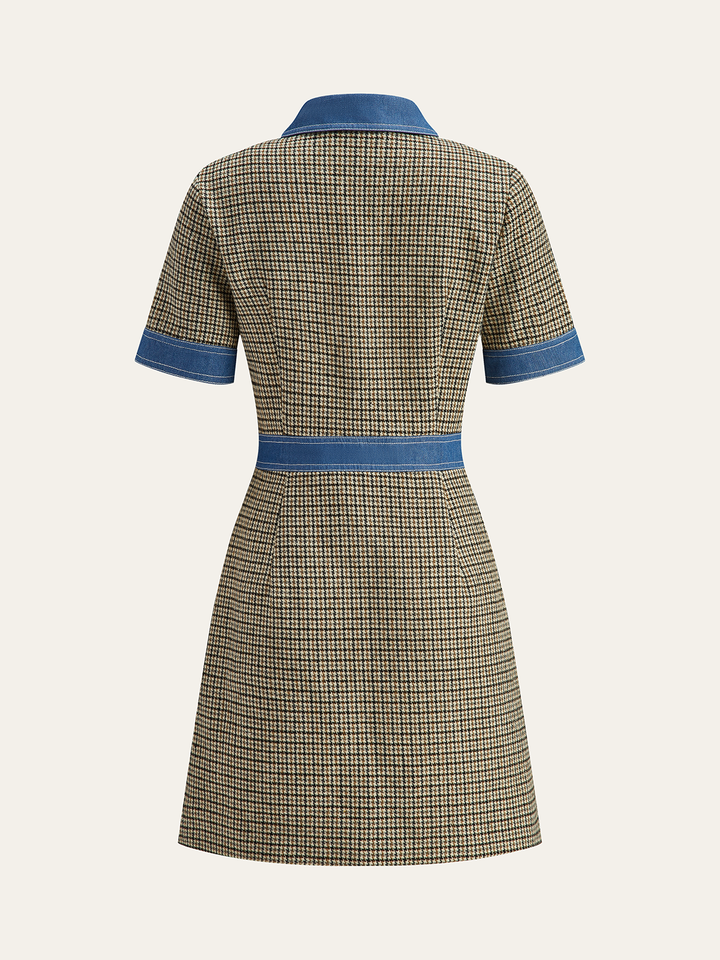 Robe Mini à Revers Plaid