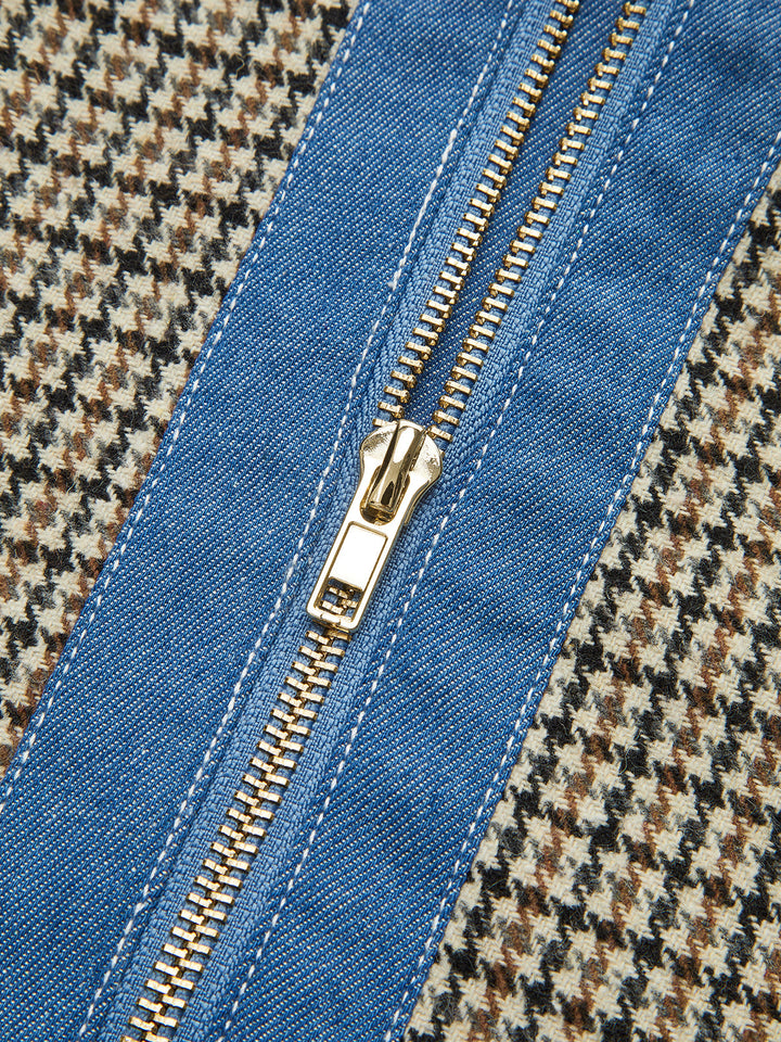 Robe Mini à Revers Plaid